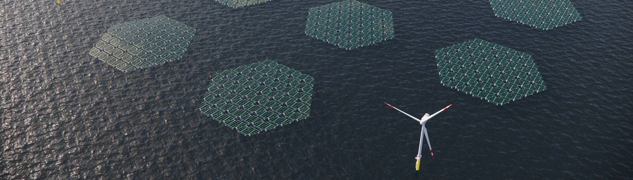 A large offshore solar plant - impression by SolarDuck